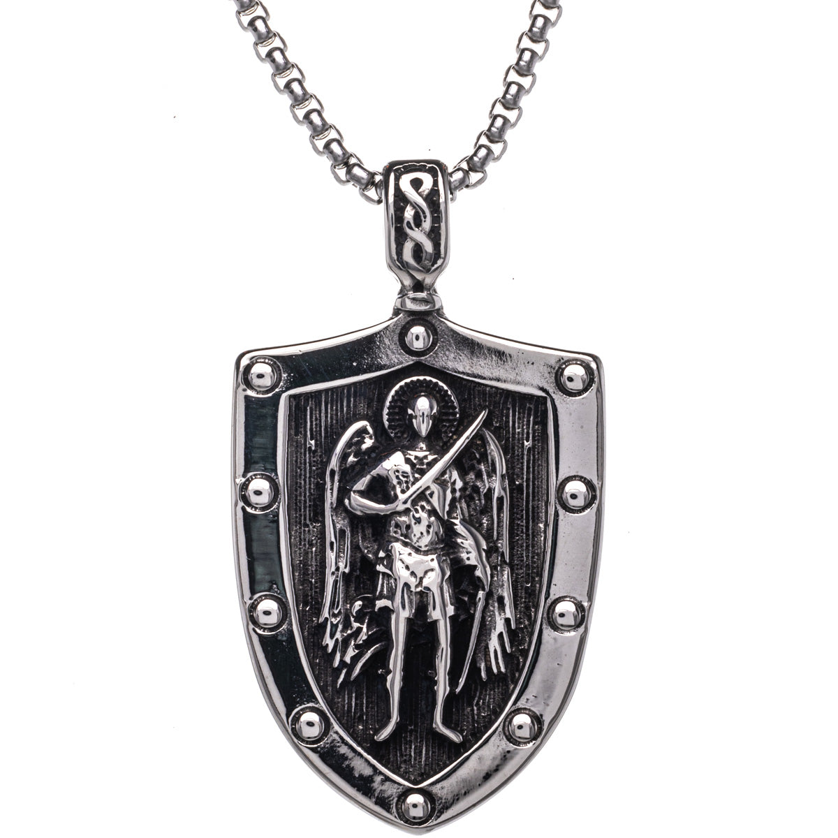 St Michael's shield pendant necklace (Steel 316L)