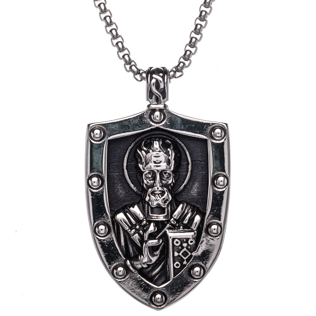 St Nicholas shield pendant necklace (Steel 316L)