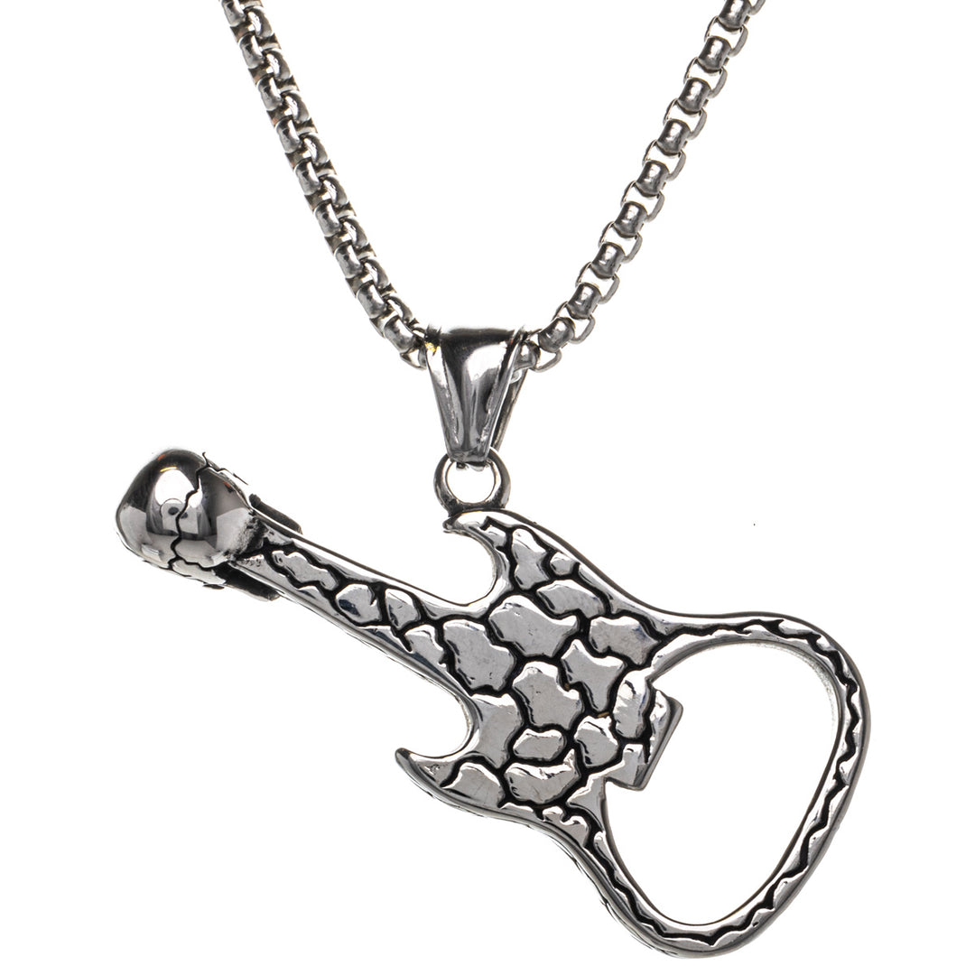 Rock guitar bottle opener pendant necklace (Steel 316L)