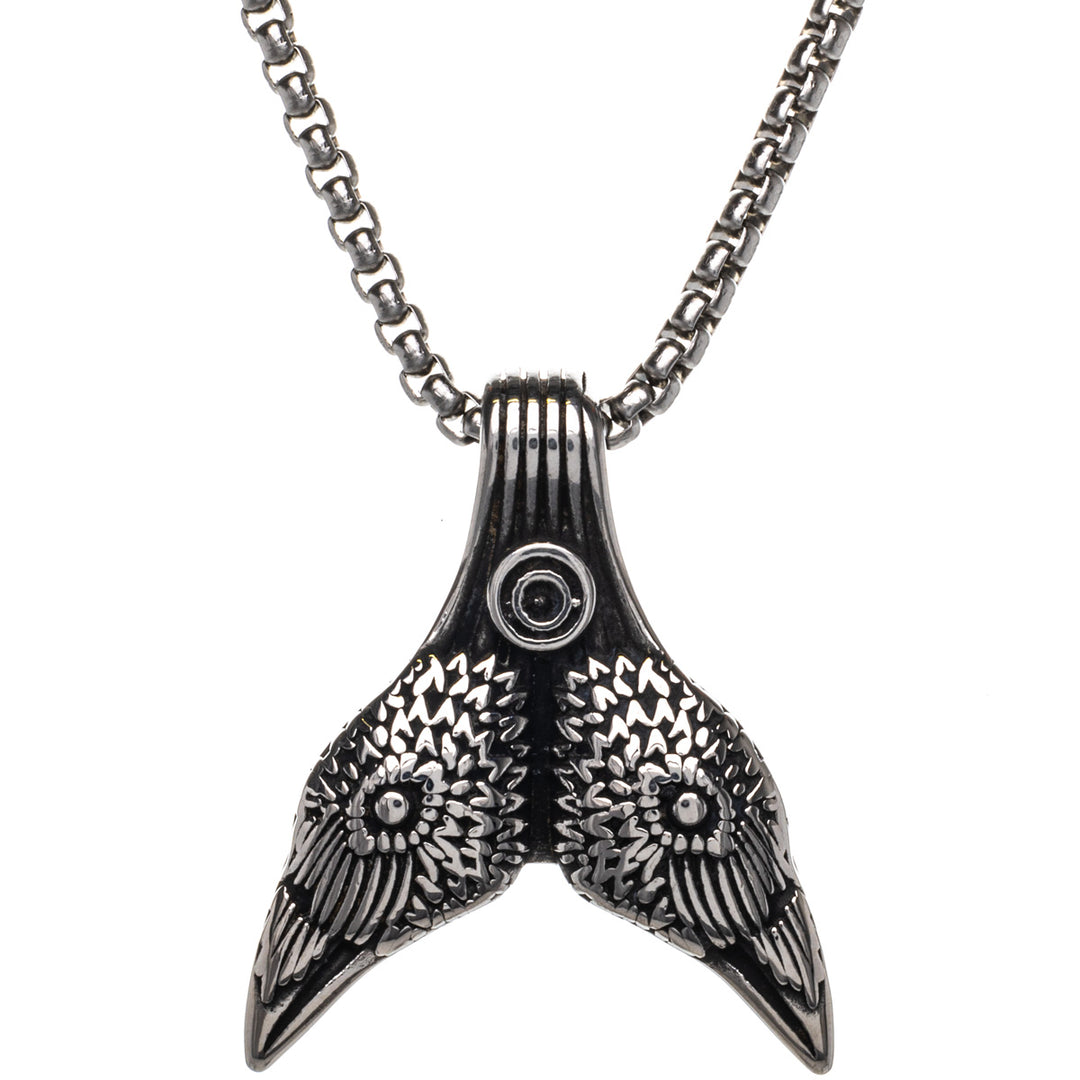 Hugin and Munin raven heads pendant necklace (Steel 316L)