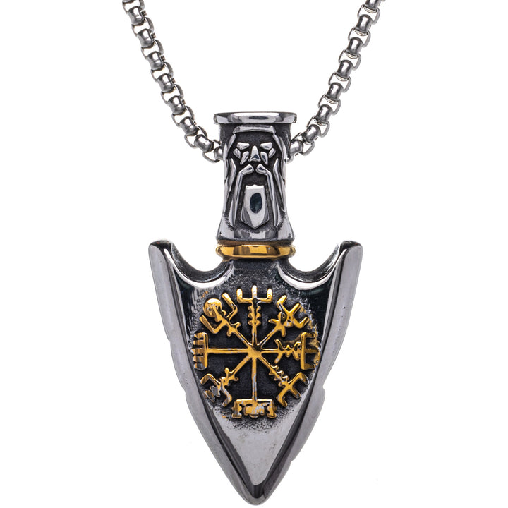 Gungnir Vegvísir spjut-halsband med hänge (Stål 316L)