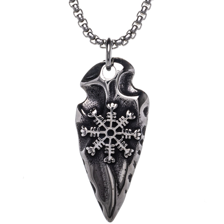 Gungnir Vegvísir spjutspets-halsband med hänge (Stål 316L)