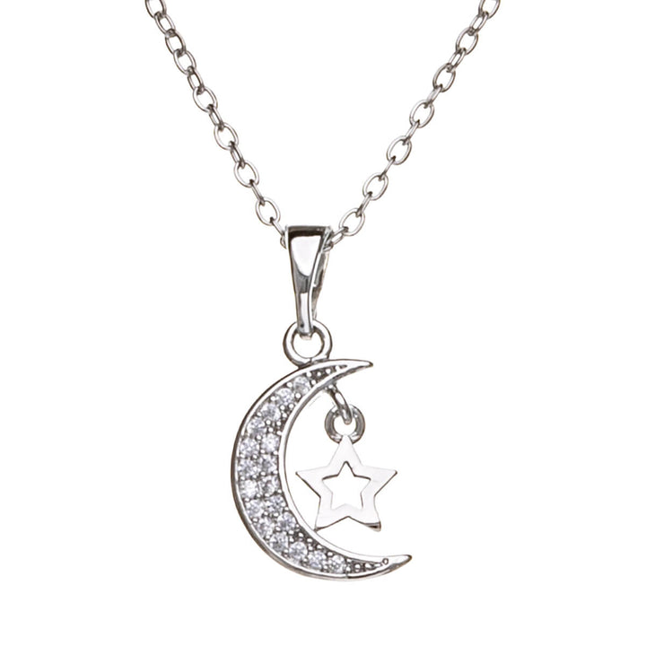 Crescent moon stars pendant necklace 38cm (Steel 316L)