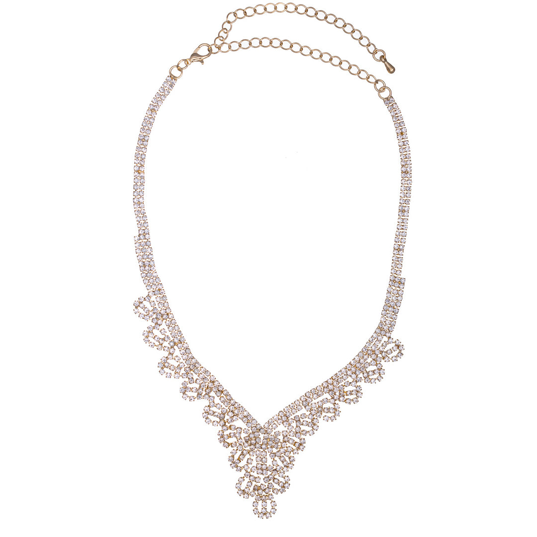 Lacy rhinestone festive necklace + earrings