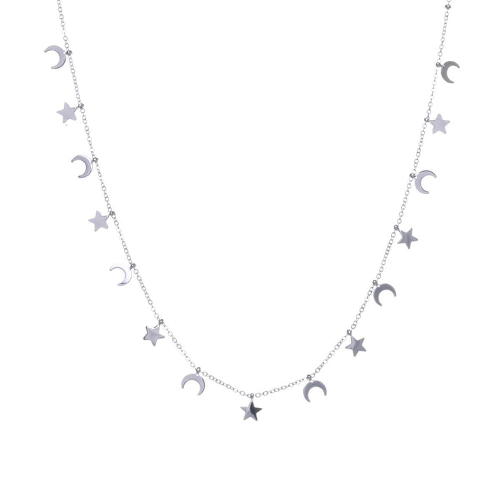 Moon and stars necklace 40cm +5cm (steel 316L)