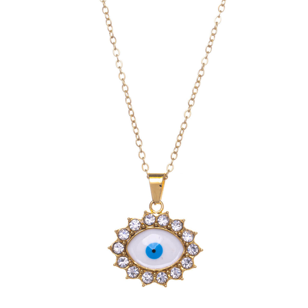 Sparkling evil eye necklace 41cm +5cm (Steel 316L)