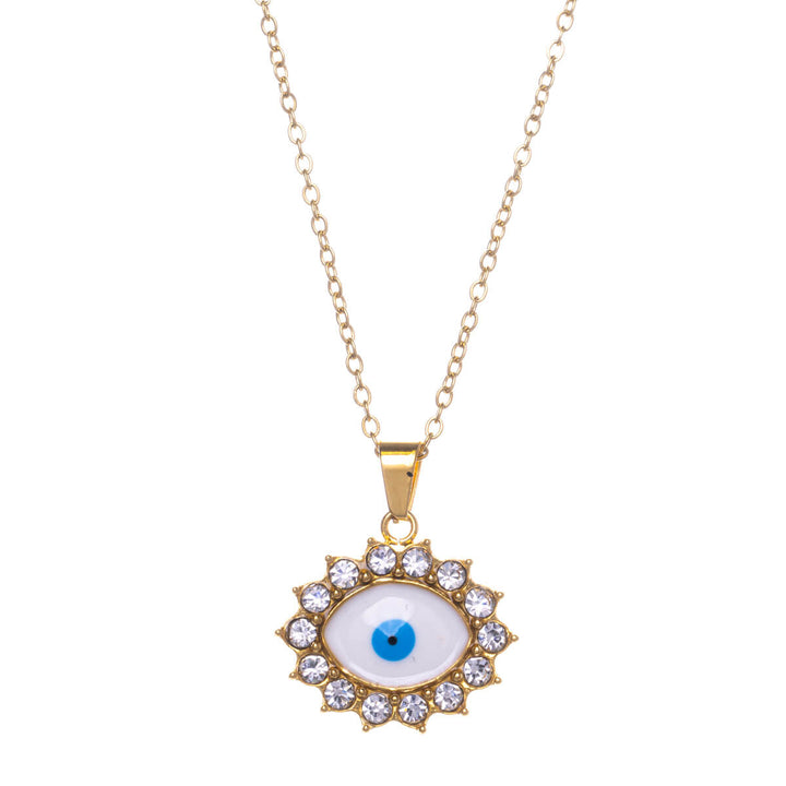 Sparkling evil eye necklace 41cm +5cm (Steel 316L)