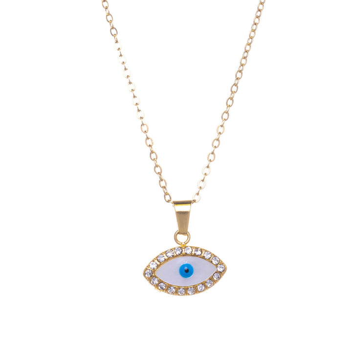 Sparkling evil eye necklace 41cm +5cm (Steel 316L)