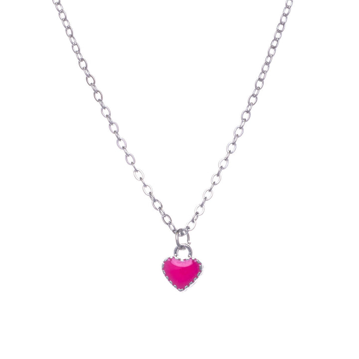 Coloured heart pendant necklace 40cm +5cm (Steel 316L)