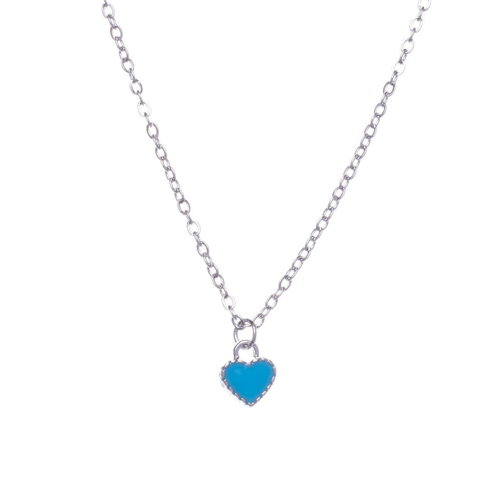 Coloured heart pendant necklace 40cm +5cm (Steel 316L)