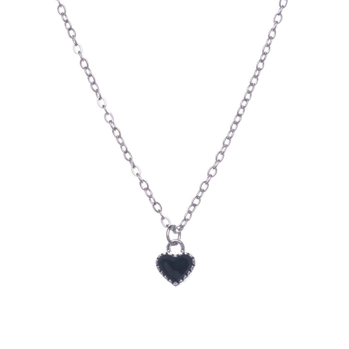 Coloured heart pendant necklace 40cm +5cm (Steel 316L)