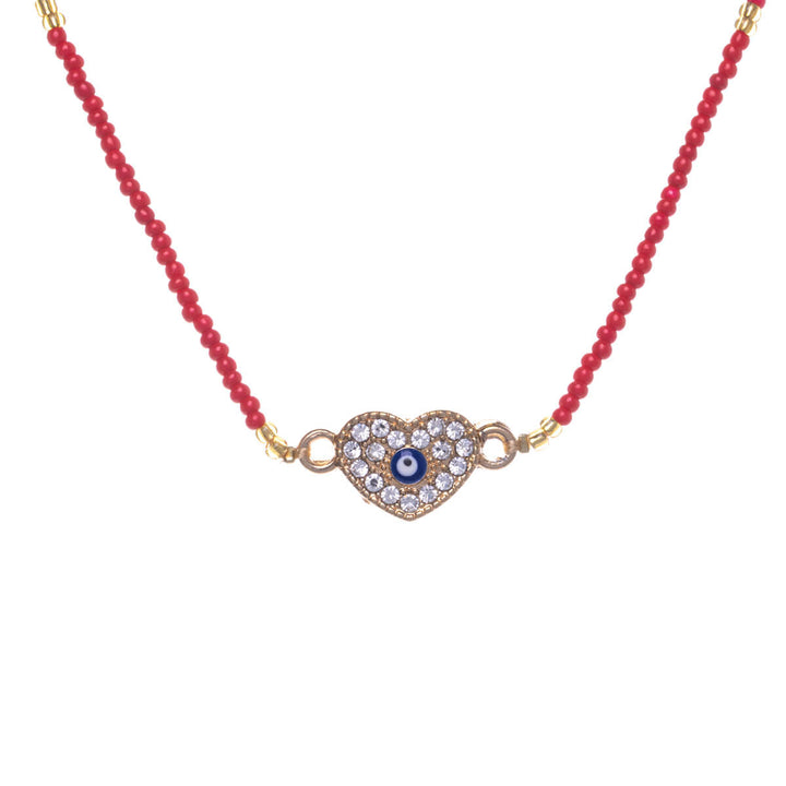 Evil eye colourful bead necklace 39cm +5cm (Steel 316L)