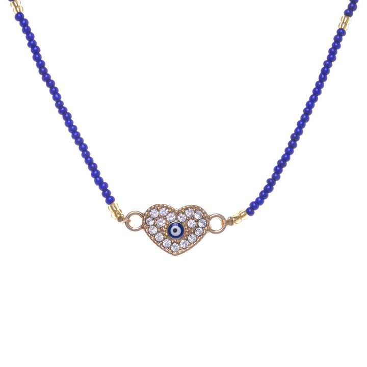 Evil eye colourful bead necklace 39cm +5cm (Steel 316L)