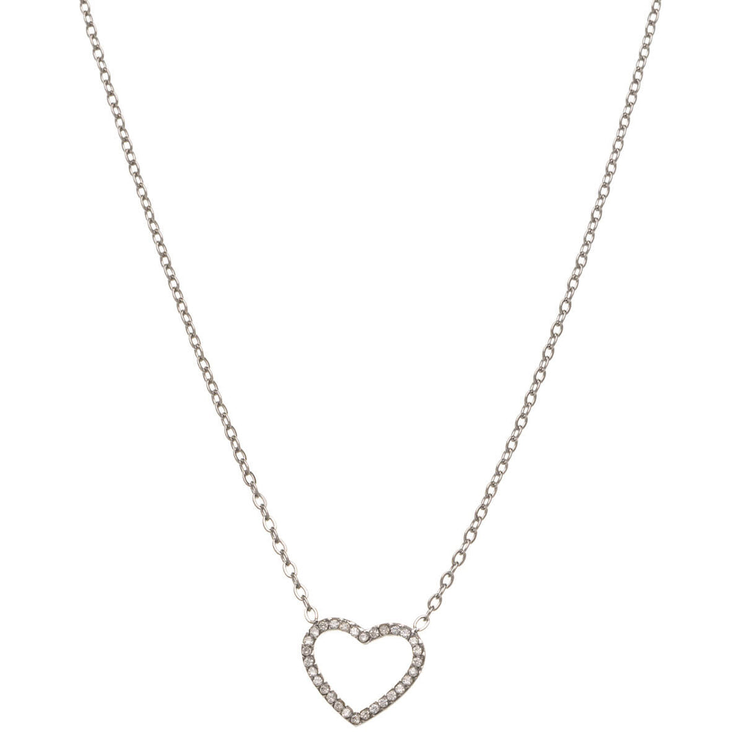 Zirconia heart pendant necklace 40cm +5cm (Steel 316L)