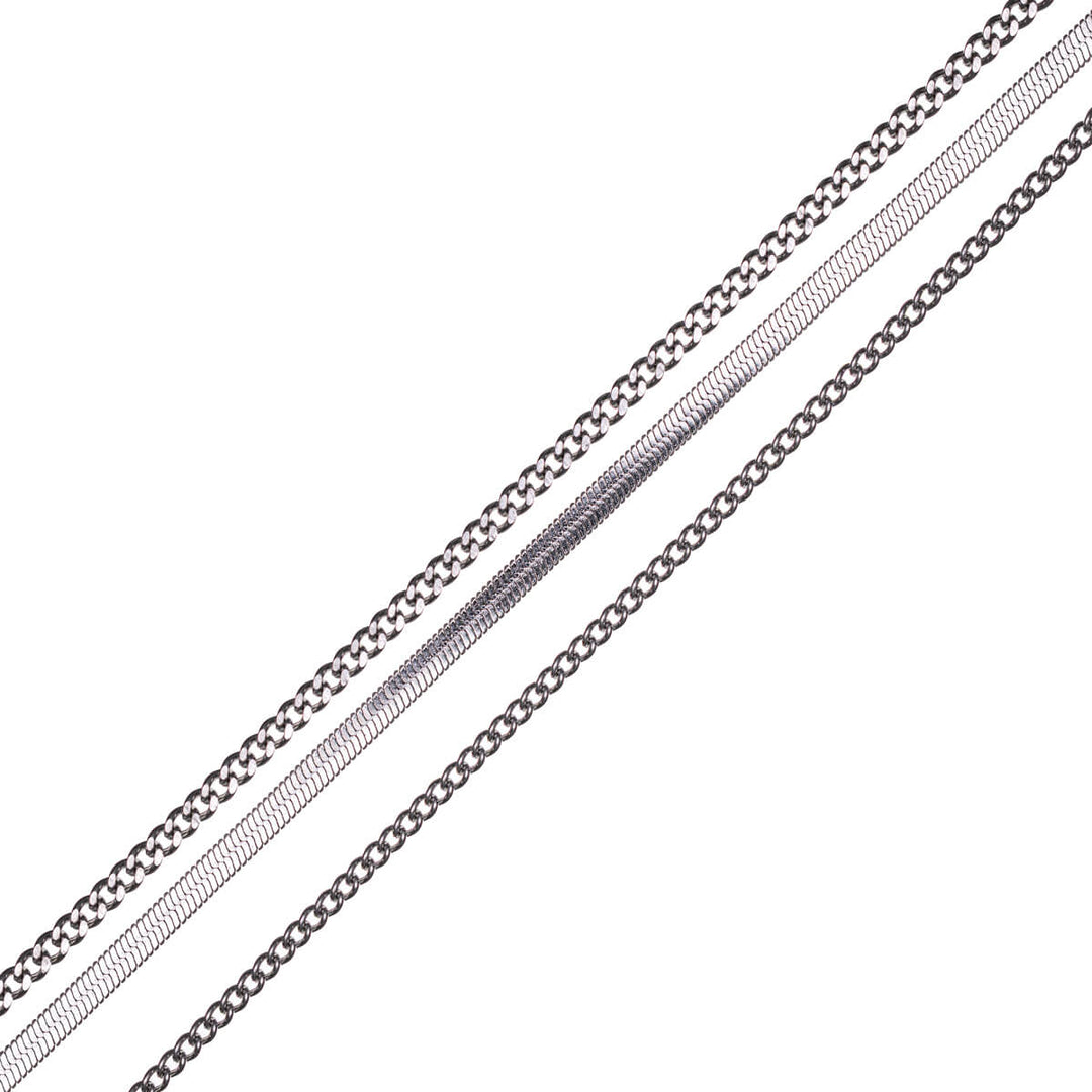 Three chain necklace 39-44cm +5cm (Steel 316L)