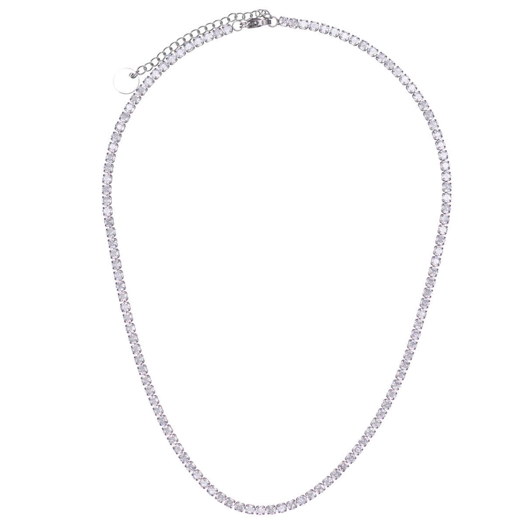 Tennishalsband med zirkonia 40cm +5cm (Stål 316L)