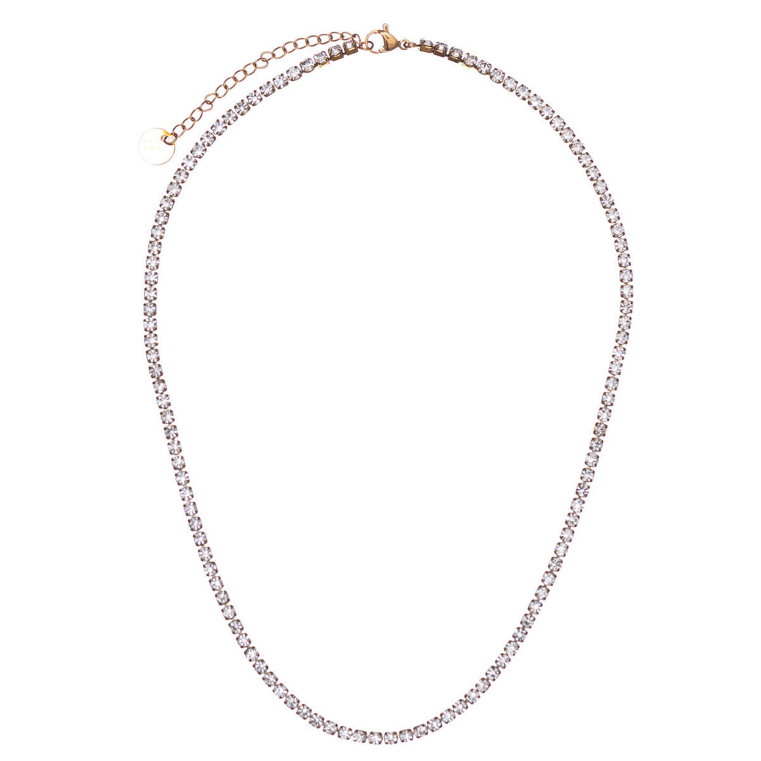 Tennishalsband med zirkonia 40cm +5cm (Stål 316L)