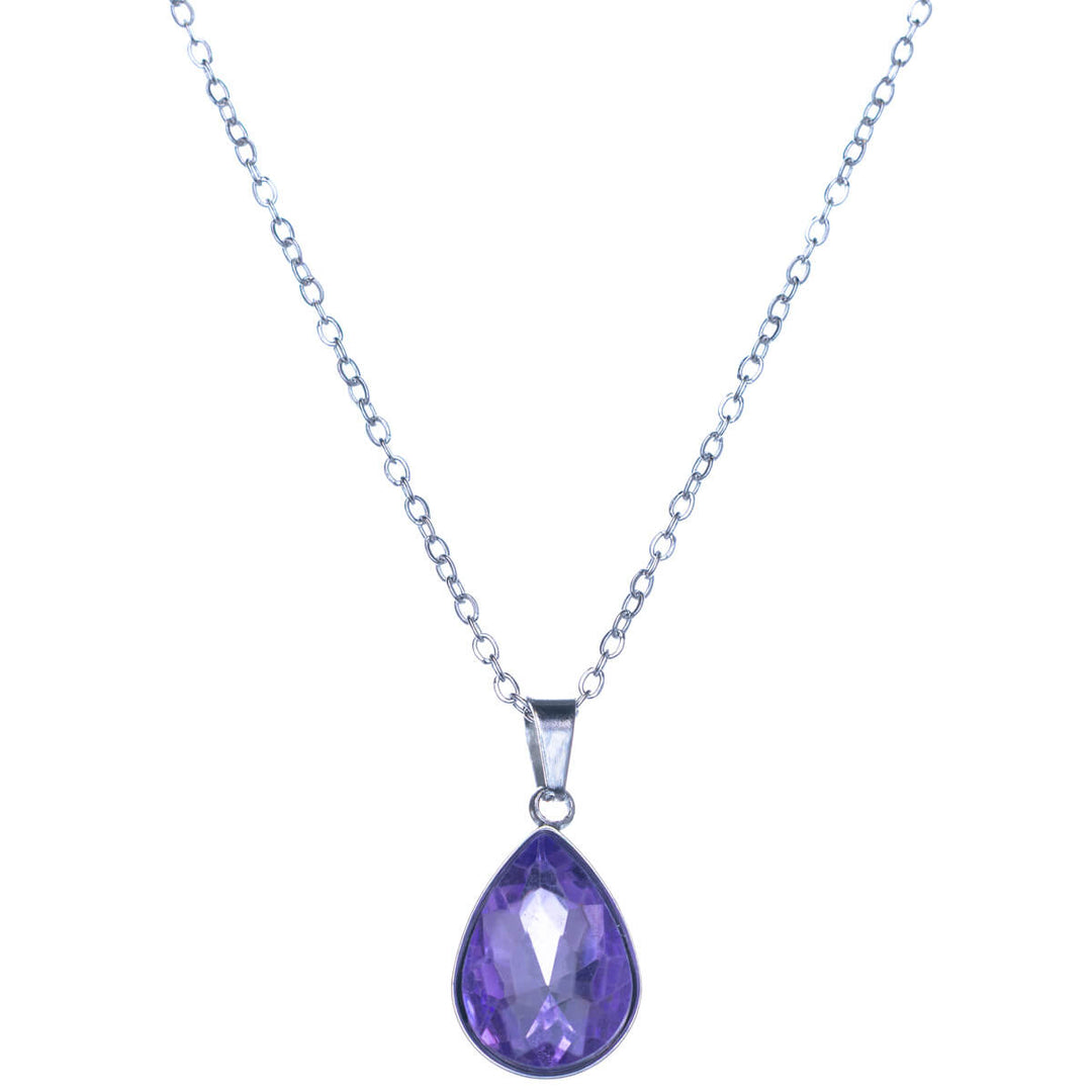 Halsband med droppformade stenhängen (Stål 316L)
