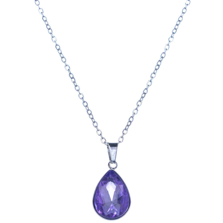 Halsband med droppformade stenhängen (Stål 316L)