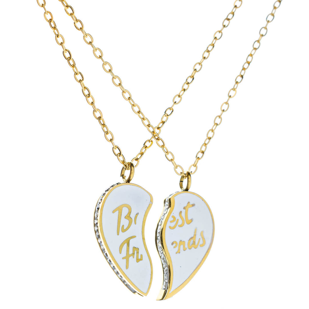 Best friends necklace 18k gold plated steel