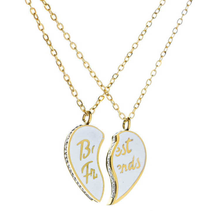 Best friends necklace 18k gold plated steel