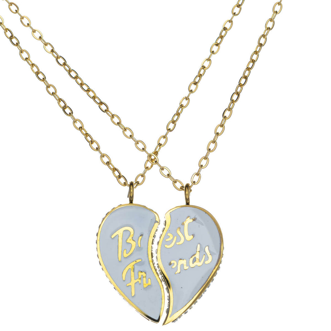 Best friends necklace 18k gold plated steel