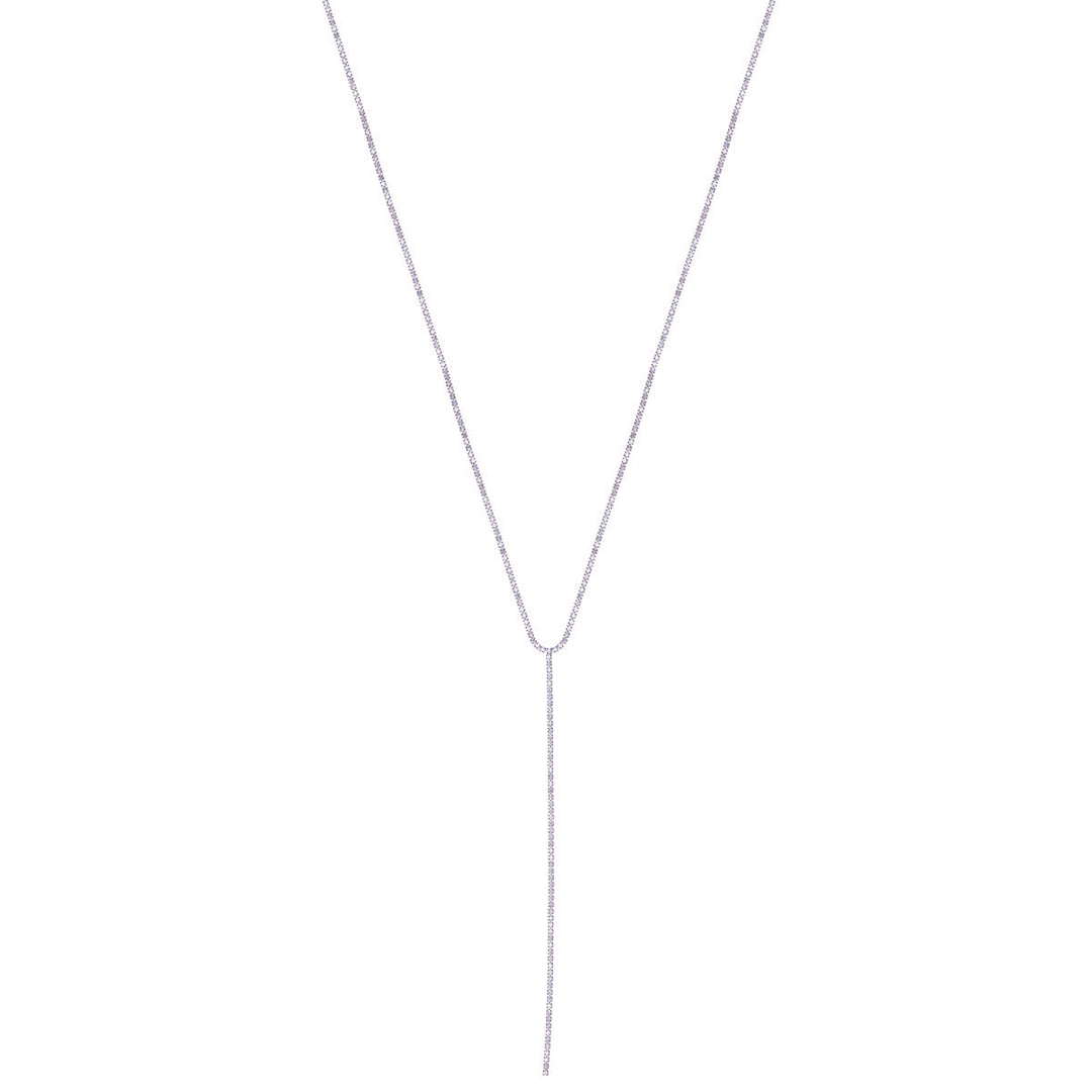 Y-shaped necklace with rhinestones 36cm +8cm (Steel 316L)
