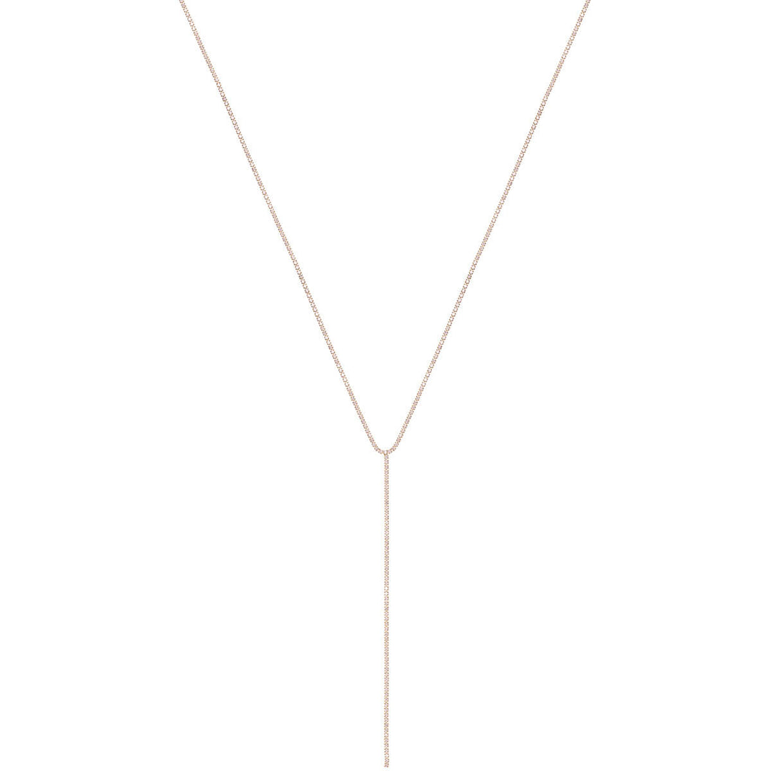 Y-shaped necklace with rhinestones 36cm +8cm (Steel 316L)