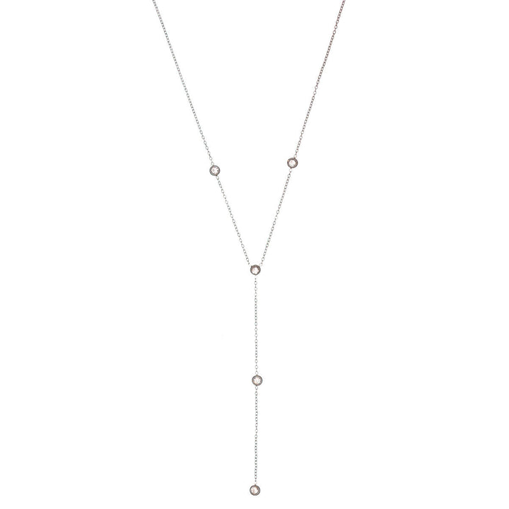Adjustable Y-shaped necklace with zirconia stones (Steel 316L)