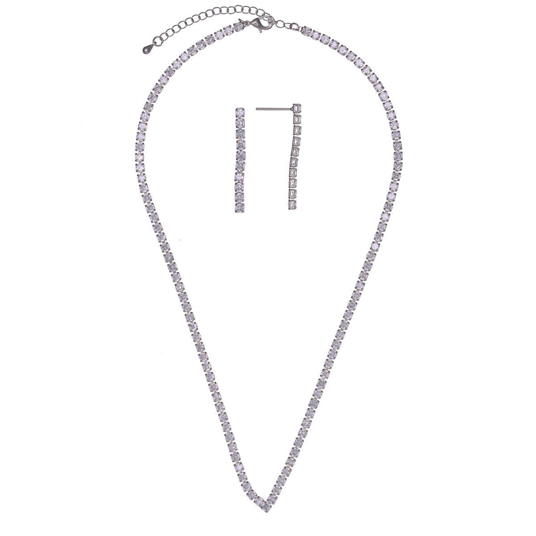 Zirconia party necklace riviera & earrings