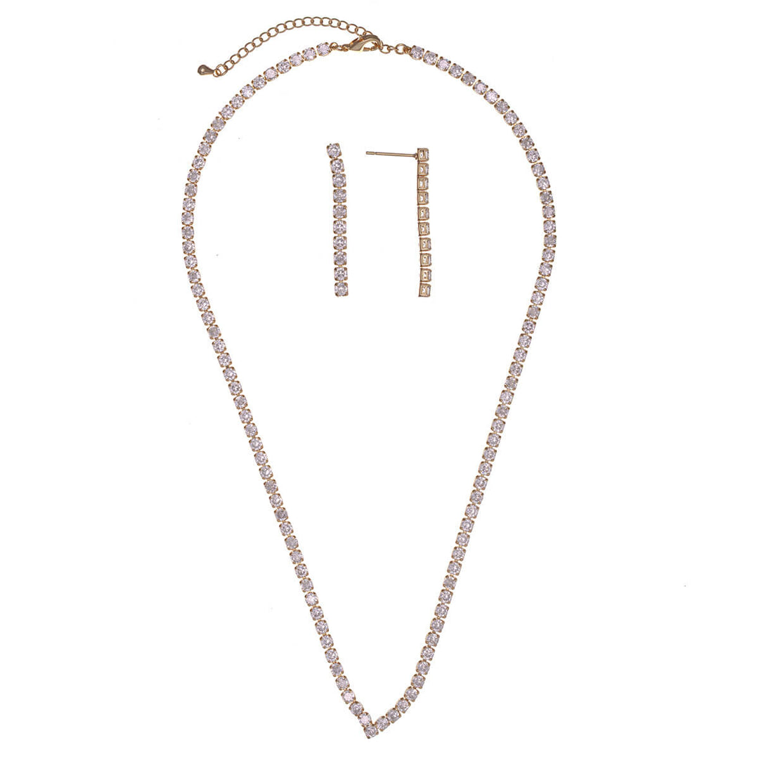 Zirconia party necklace riviera & earrings