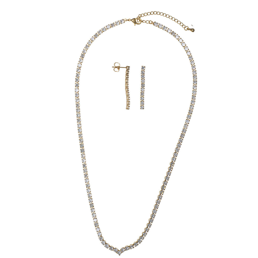 Zirconia party necklace riviera & earrings
