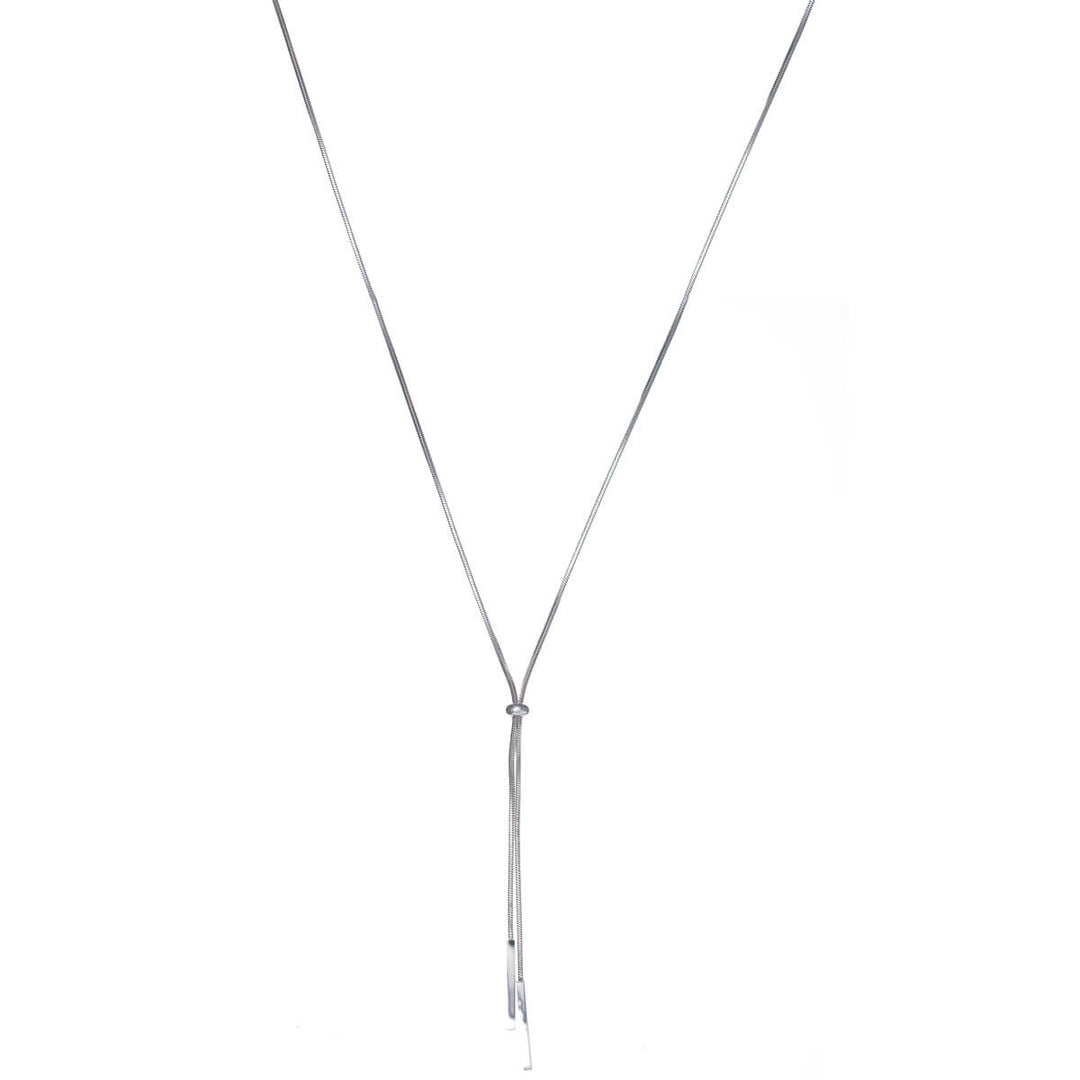 Justerbart Y-halsband med platt pärla, 92 cm (316L stål)