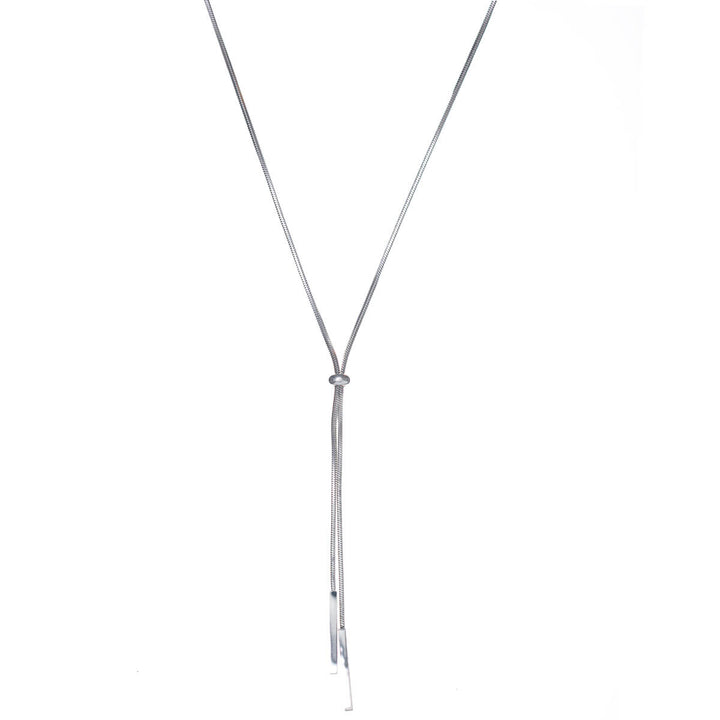 Justerbart Y-halsband med platt pärla, 92 cm (316L stål)