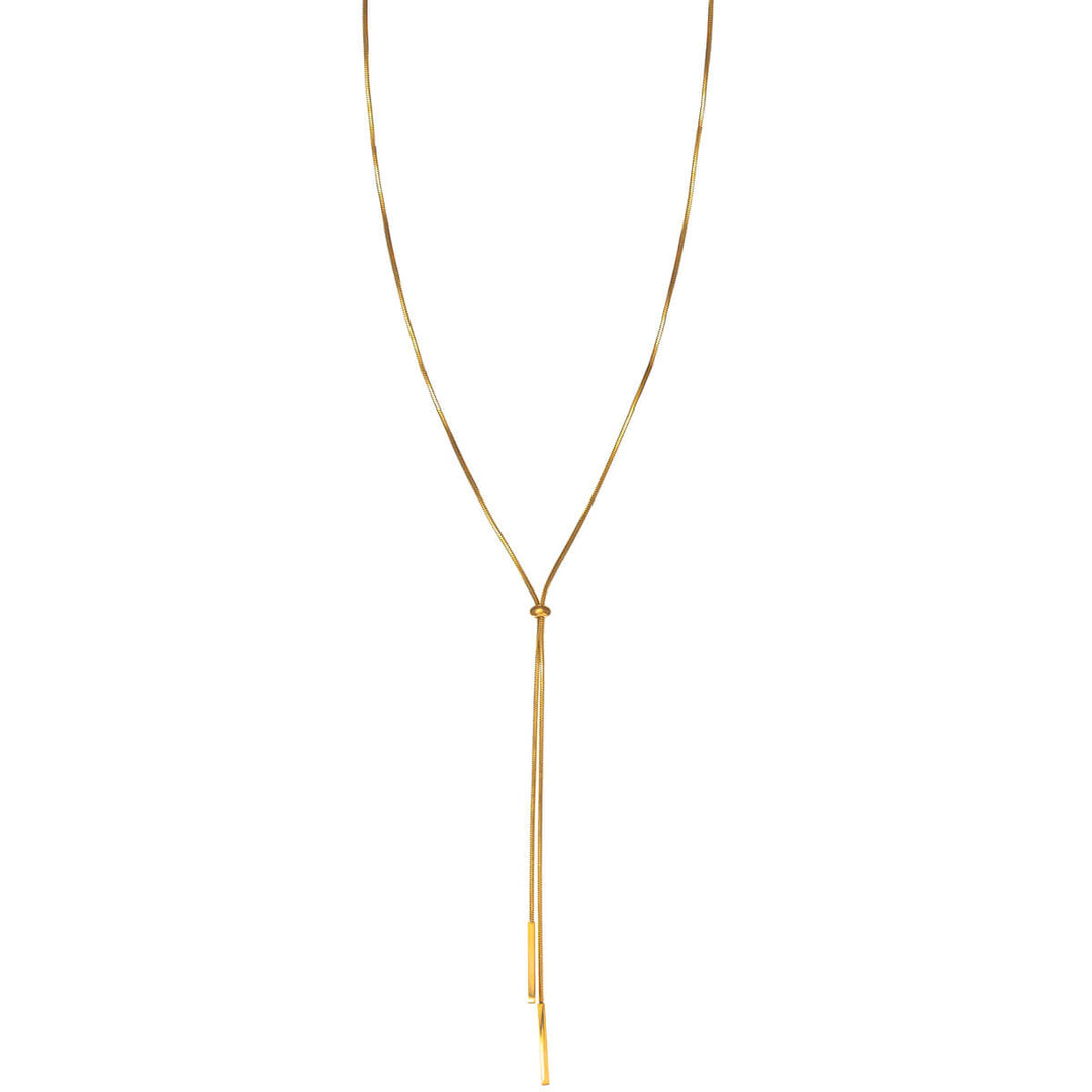 Justerbart Y-halsband med platt pärla, 92 cm (316L stål)