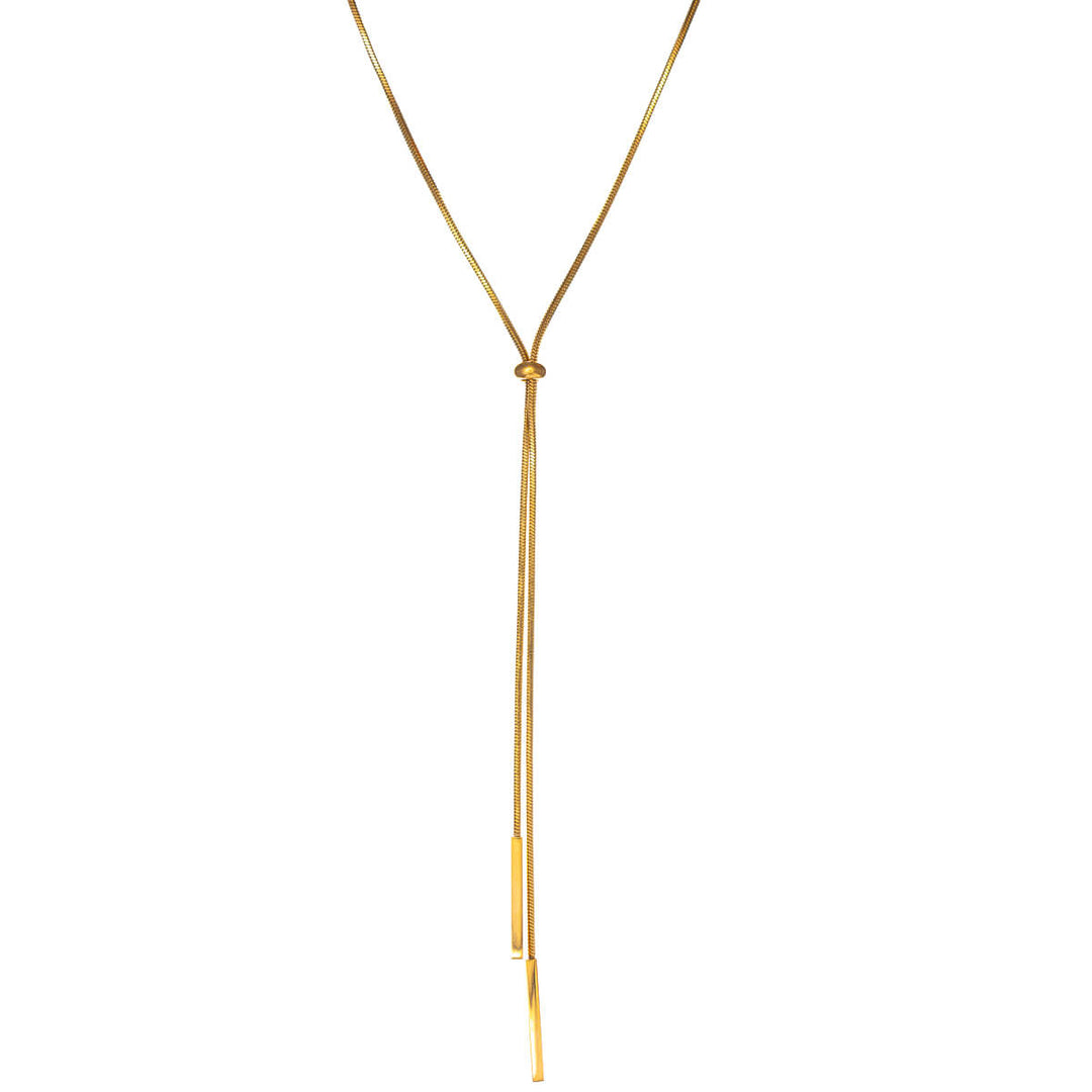 Justerbart Y-halsband med platt pärla, 92 cm (316L stål)