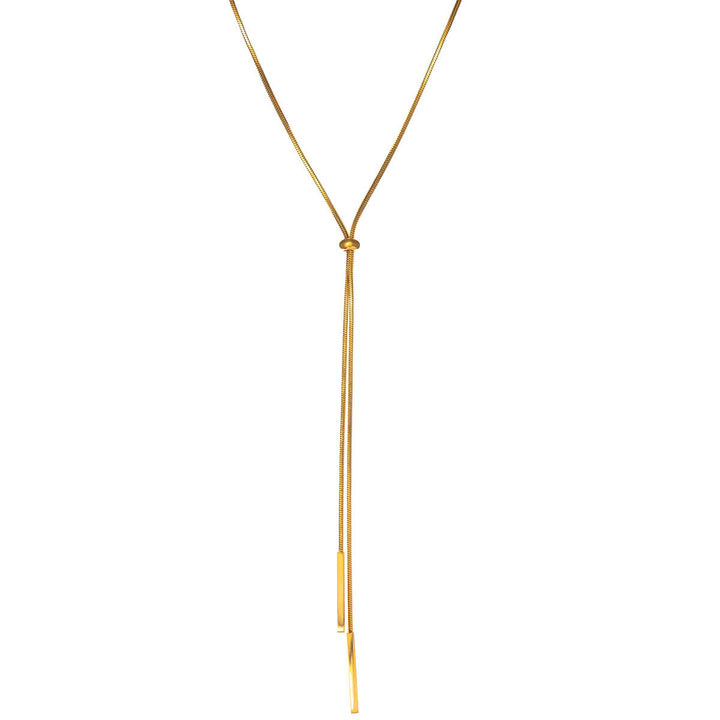 Justerbart Y-halsband med platt pärla, 92 cm (316L stål)