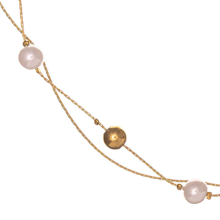 Double-row pearl necklace 41cm (316L steel)