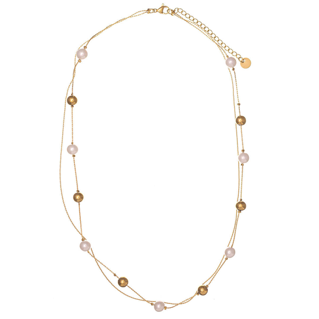 Double-row pearl necklace 41cm (316L steel)