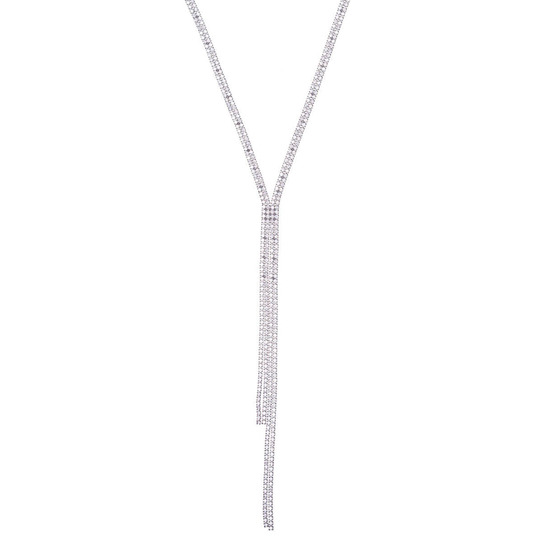 Double-row Y-shaped zirconia necklace