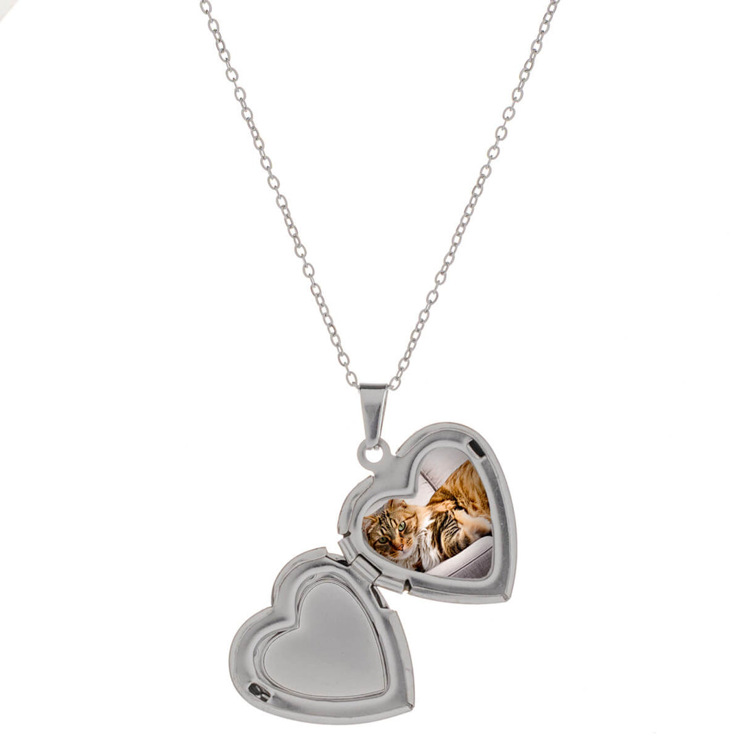Patterned heart medallion pendant necklace - surgical steel (316L)