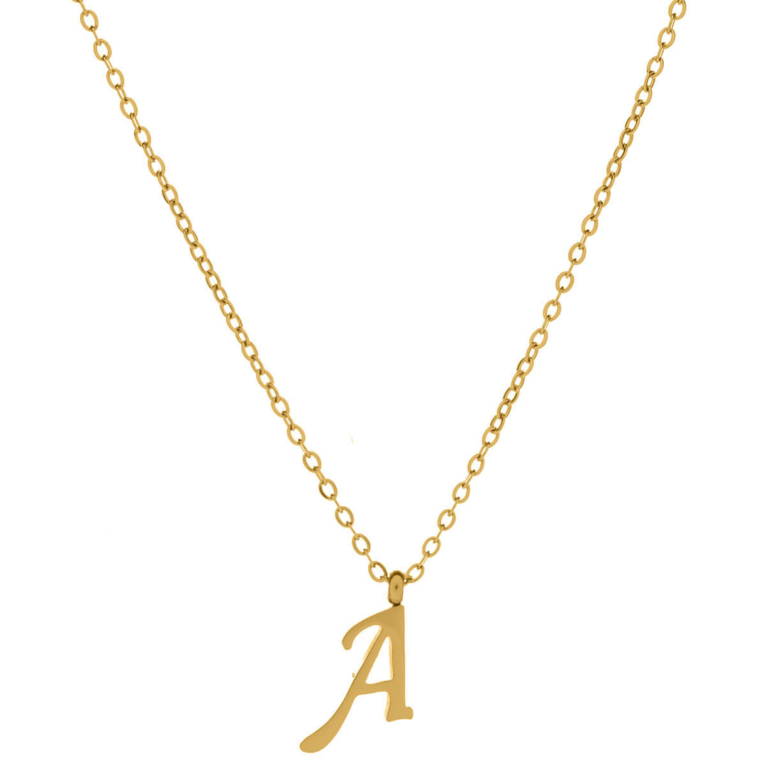 Gold letter necklace calligraphy letter – 18k surgical steel (316L)