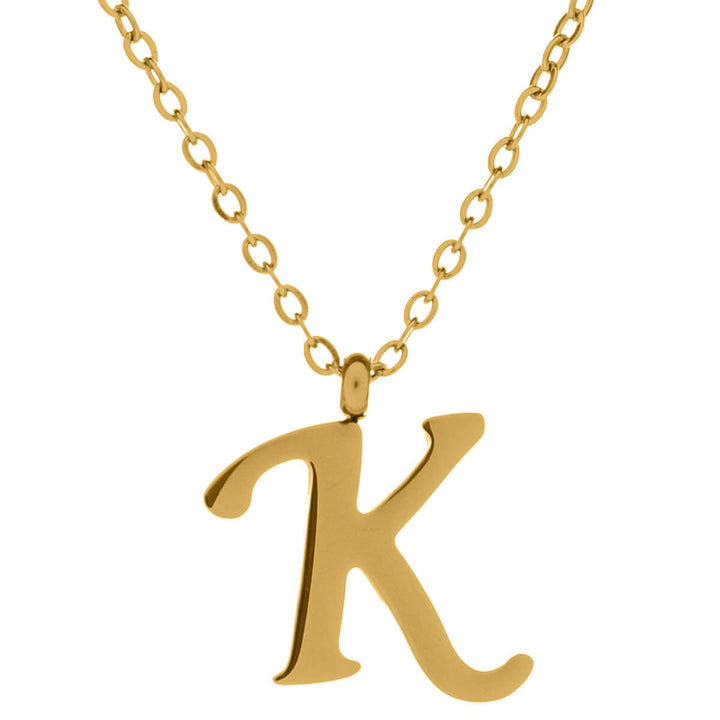 Gold letter necklace calligraphy letter – 18k surgical steel (316L)