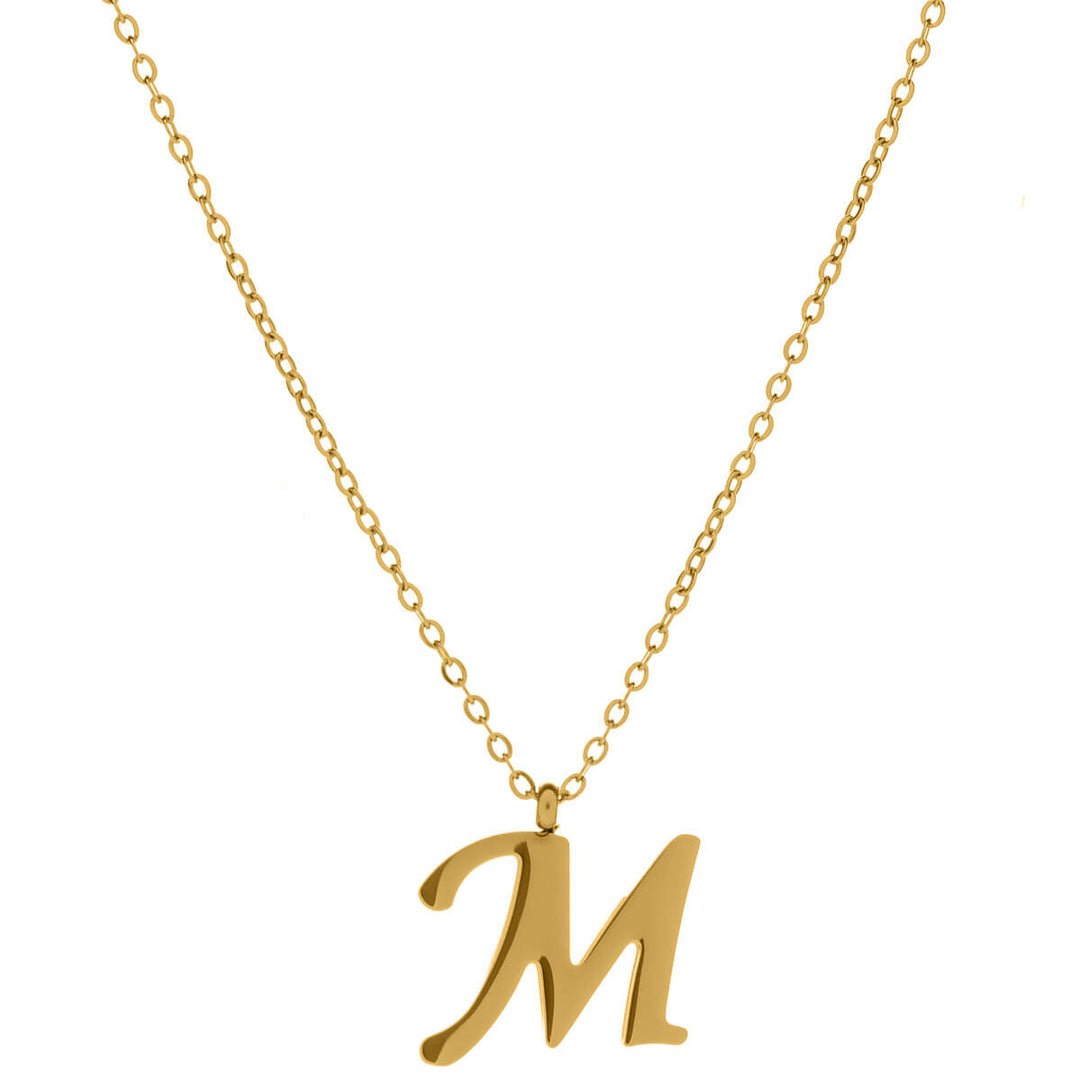 Gold letter necklace calligraphy letter – 18k surgical steel (316L)