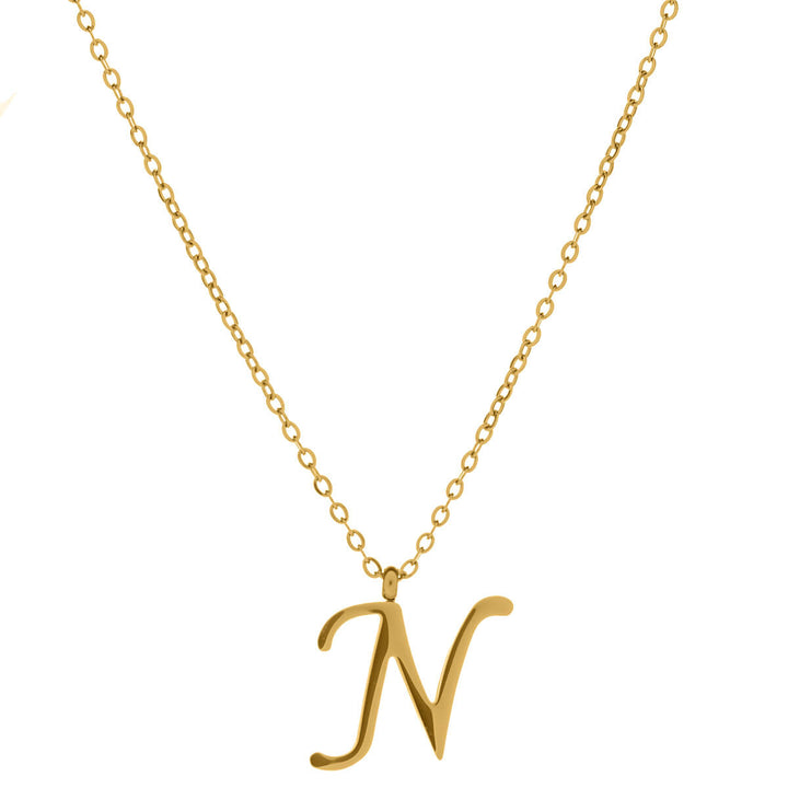 Gold letter necklace calligraphy letter – 18k surgical steel (316L)