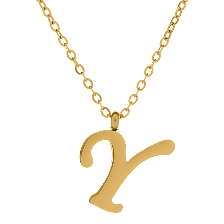Gold letter necklace calligraphy letter – 18k surgical steel (316L)