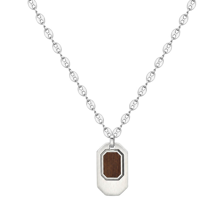 Necklace with two pendant charms, 55 cm – steel and stone