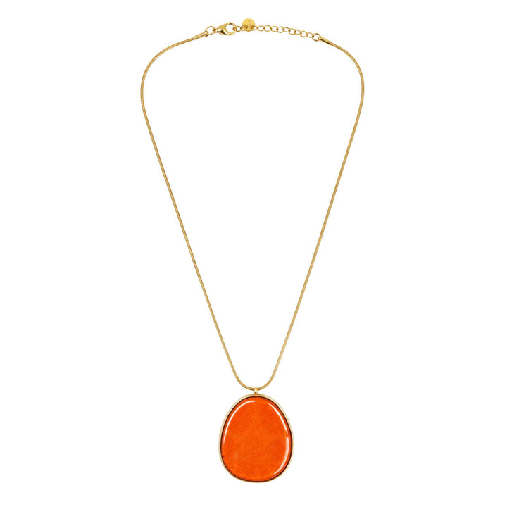 Halsband i guldpläterat stål med orange hänge (stål 316L)