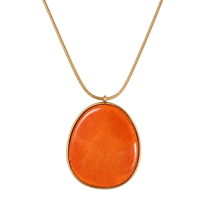 Halsband i guldpläterat stål med orange hänge (stål 316L)
