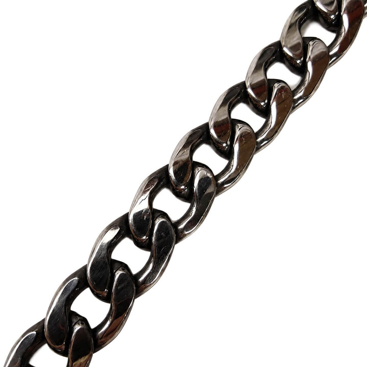 Thick, flat-braided chain necklace, 1.4 cm, 55 cm (316L stainless steel)